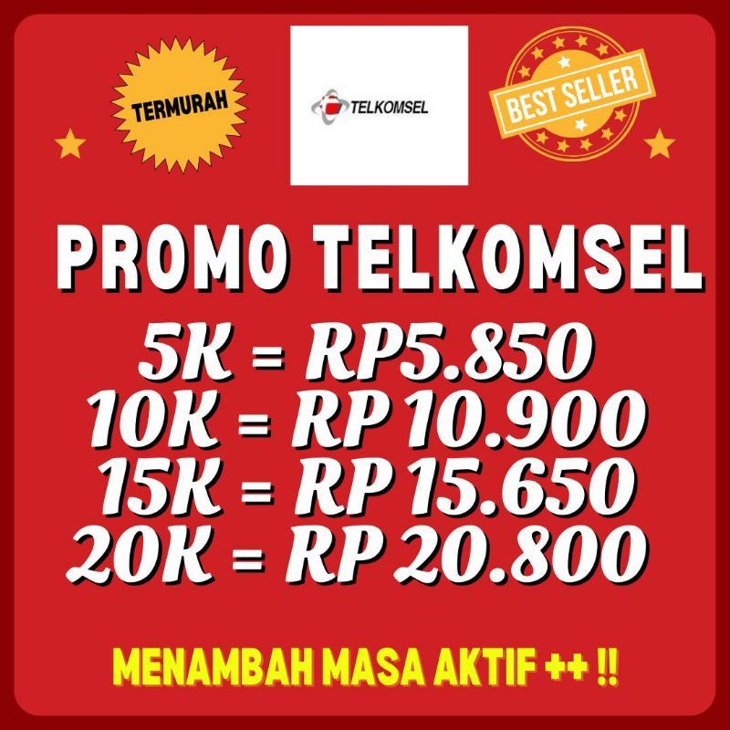 PROMO PULSA TELKOMSELL AS SIMPATI BYU LOOP 5k 10k 15k 20k 25k 30k MURAH