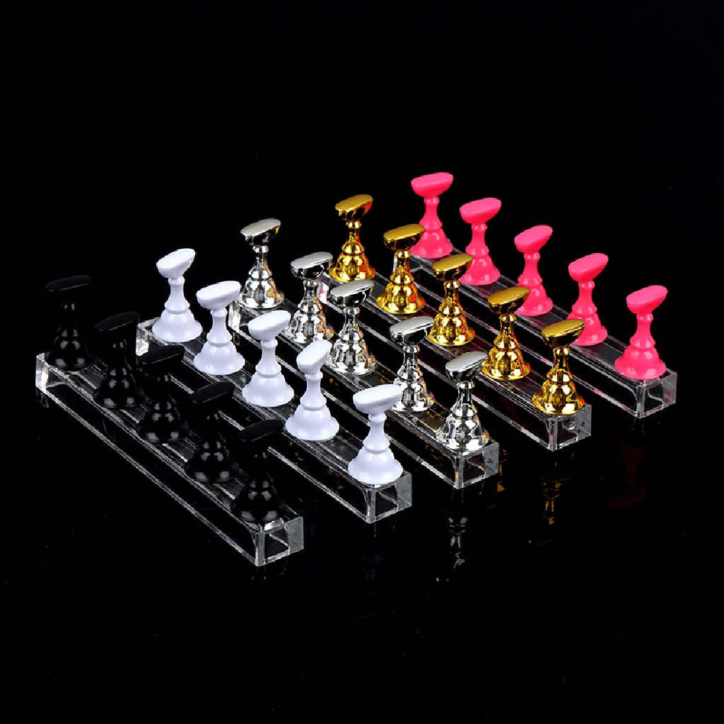 Yescool 1 Set Stand Display Kuku Palsu Bahan Alloy Untuk Latihan Manicure