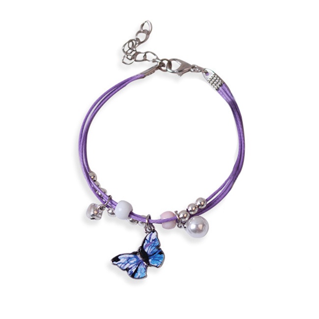 17km Gelang Tangan Rantai Banyak Lapis Aksen Kupukupu Gaya Korea Untuk Wanita-12