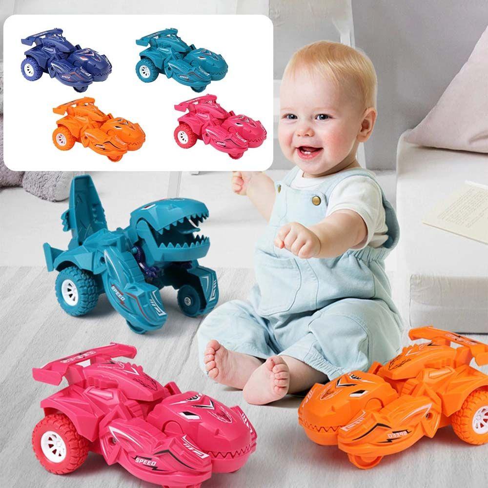 Needway Dinosaurus Deformasi Mobil Anak Anak Otomatis Transform Mainan Pull Back Car Inertial Sliding Dino Car Hadiah Mainan Mobil Robot Dinosaurus