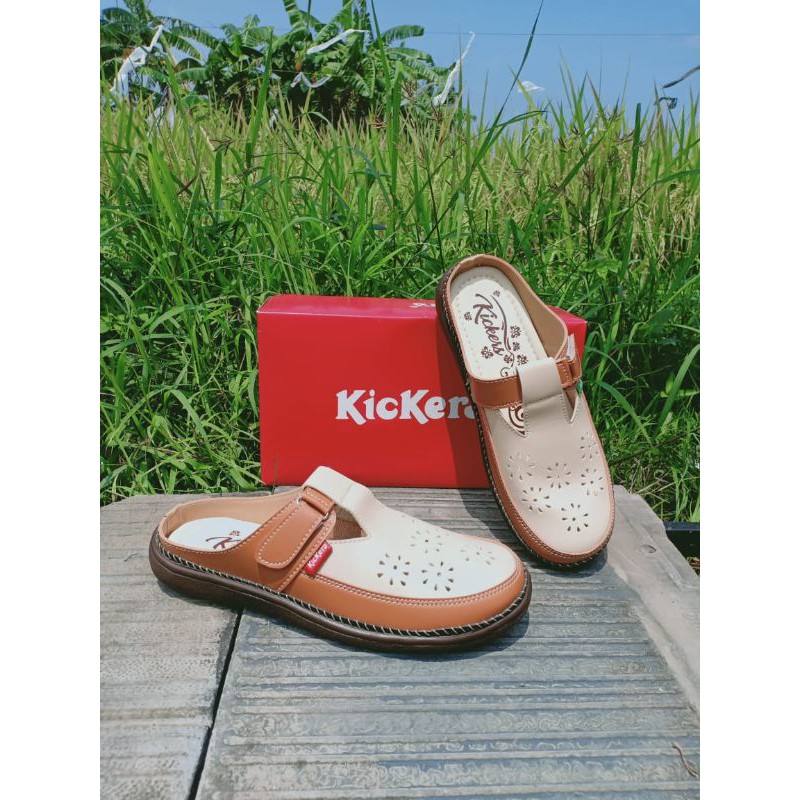 Sandal slop kickers wanita kode kc-KC 11 TAN CREAM