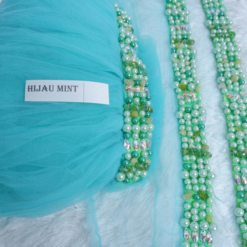 Set Veil Mutiara Susun/Slayer Mutiara Susun hijau tosca-hijau mint