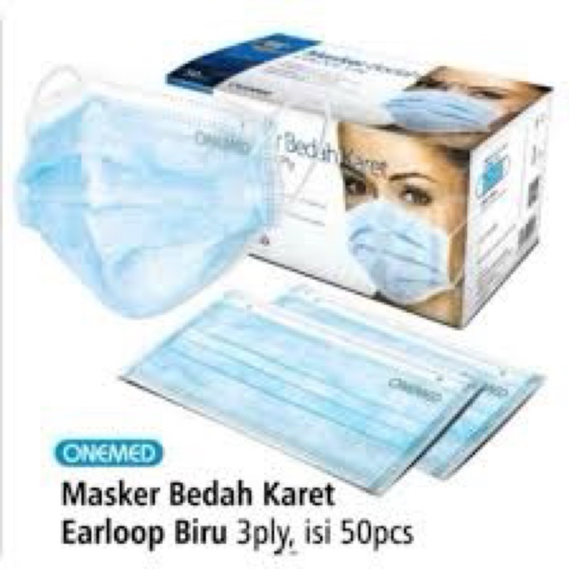 MASKER KARET MEDIS 3 PLY ONEMED ISI 50PER BOX