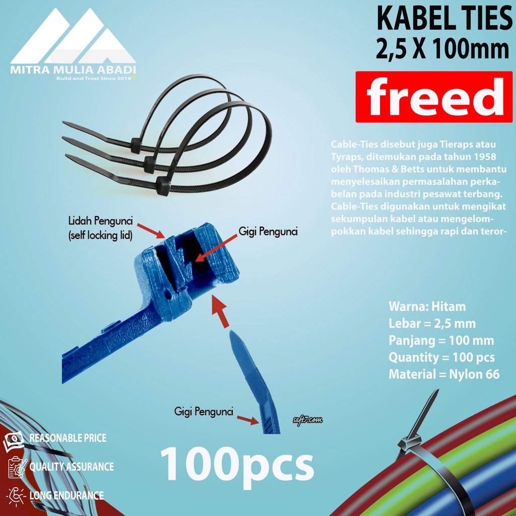 Kabel Ties 10cm isi 100pcs - Hitam