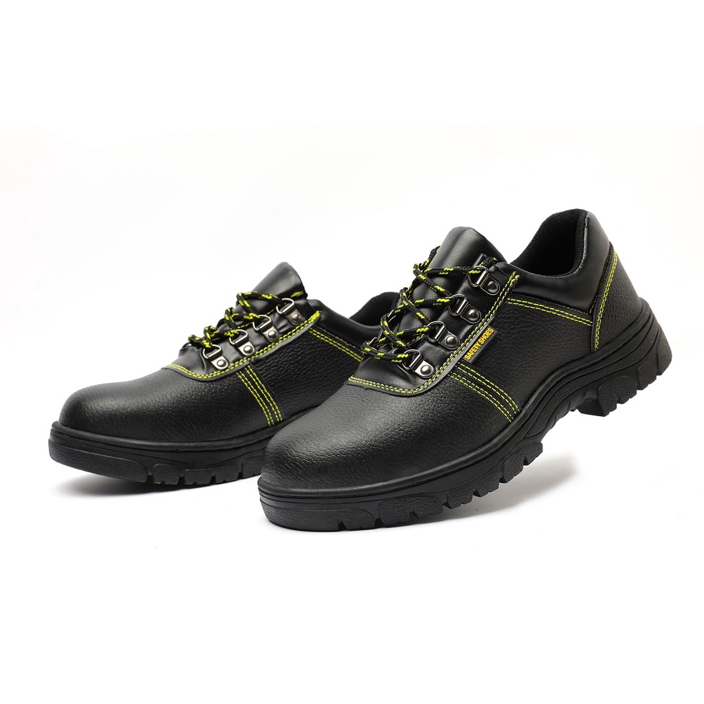 Safety Shoes Sepatu Safety Ujung Besi Low Cut Hitam Kuning