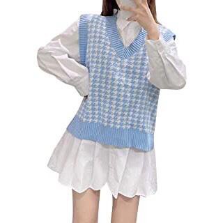 ROMPI HOUNDSTOOTH VEST_RAJUT KOREA_RAJUT MURAH