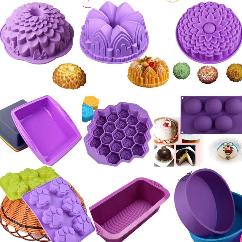 Non Stick Silicone Cetakan Kue 3D Cake Pan Tray Homemade Puding Jelly Coklat Dessert Muffin Mousse Cetakan Dapur DIY Baking Pastry Alat Bakeware