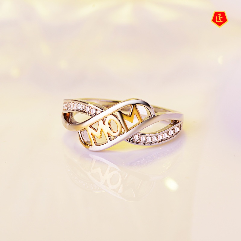 [Ready Stock]Creative Fashion Love Mom Ring 18K Gold Color Separation