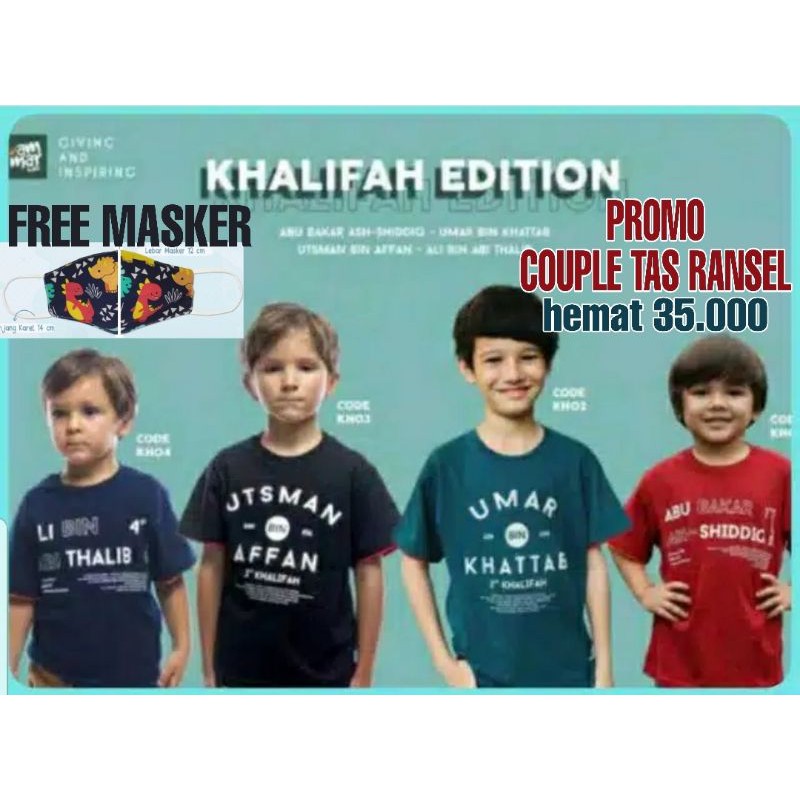 Kaos Anak Islami Kaos Lengan Pendek Anak Laki-laki Premium Tshirt anak Promo Couple Tas Khalifah