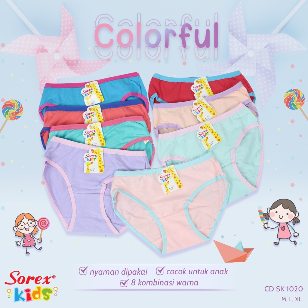 CD SOREX KIDS MURAH COLORFUL CELANA DALAM CEWEK ANAK PEREMPUAN COLOR FUL GIRL 1020 MA501 MA570 NA403