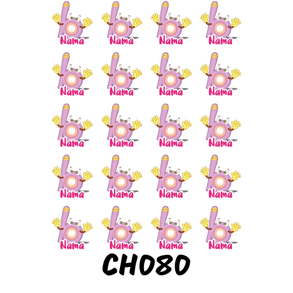 

Sticker Nama Cutting Label Waterproof Tahan Air Huruf 80 (CH080)