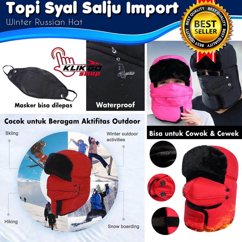 bigshop88 - TOPI RUSIA USHANKA IMPORT + MASKER / WINTER HAT / TOPI MUSIM DINGIN