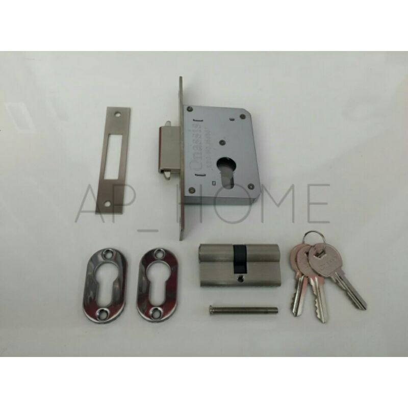 Kunci Pintu Geser Onassis 1 Set ( Cylinder kunci + Tutup cylinder)