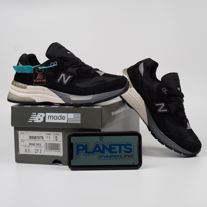 Sepatu NB Pria New 992 Black Grey Hitam