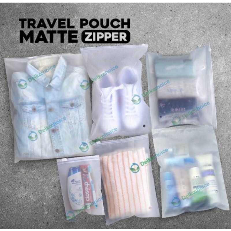 Travel Pouch Organizer Matte Ziplock Serbaguna- Premium Travel Pouch