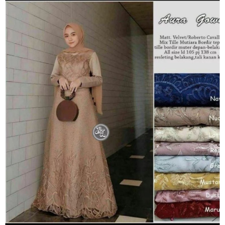 Baju Gamis Wanita Dress Syari Lebaran Terbaru, KEKINIAN, MODERN 2022 gamis AUNORA DRESS  Moscrape, T