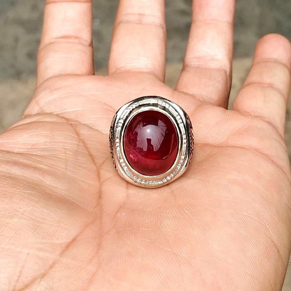 CINCIN BATU AKIK PERMATA NATURAL RED RUBY BLOOD PIGEON CORUNDUM FREE MEMO