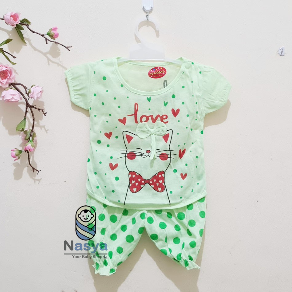 [N-034] Setelan Baju Bayi perempuan motif animal (0-6 bulan) Lucu dan Murah