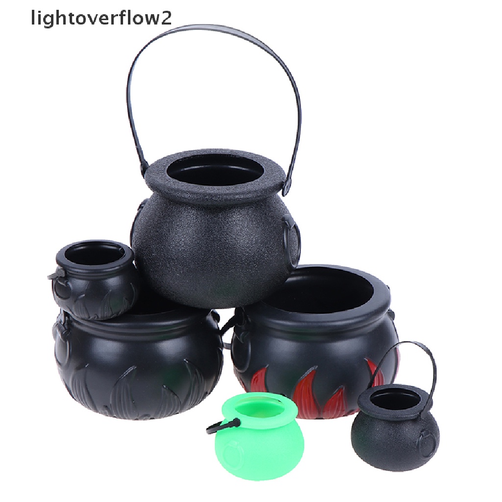 [lightoverflow2] Halloween Candy Kettles Pot Halloween Cauldron Bucket With Handle Kids Toy [new]