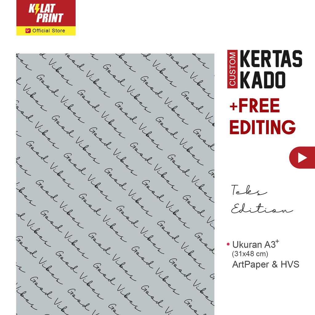 Custom Kertas Kado Wrapping Paper Teks Kata Ucapan Suka-suka