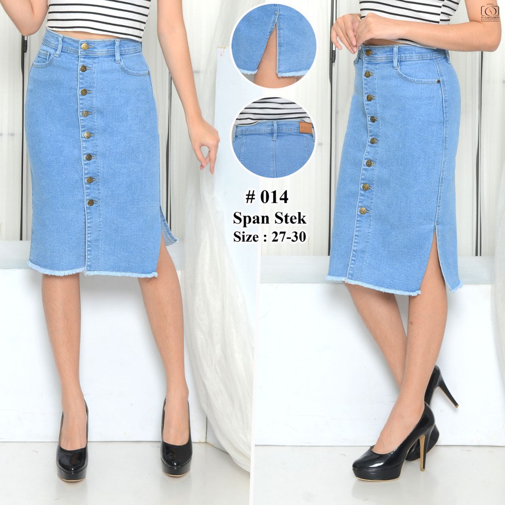 MC girl Rok Span Jeans / Rok Kancing Depan / Rok Jeans Rawis