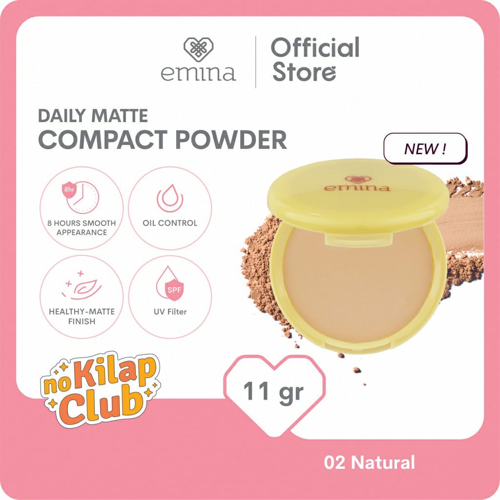 READY EMINA Daily Matte Compact Powder 11gr | Bedak Padat Emina