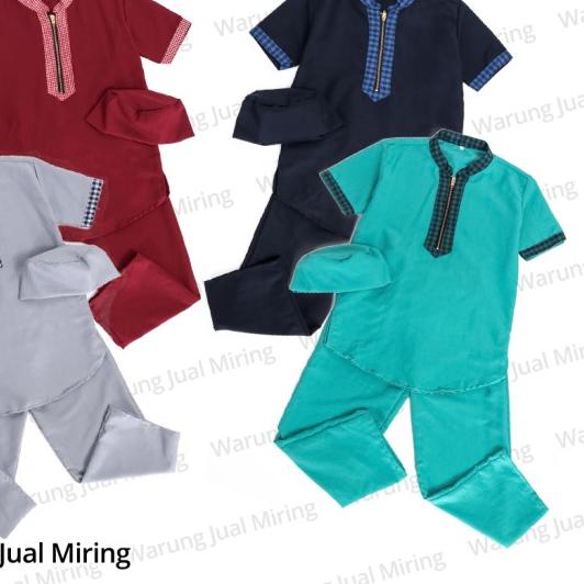 Baju Koko Kurta Anak & Baby Setelan Muslim Kemeja Balita TK SD Pria - Merah Marun, Tdk Pilih Size