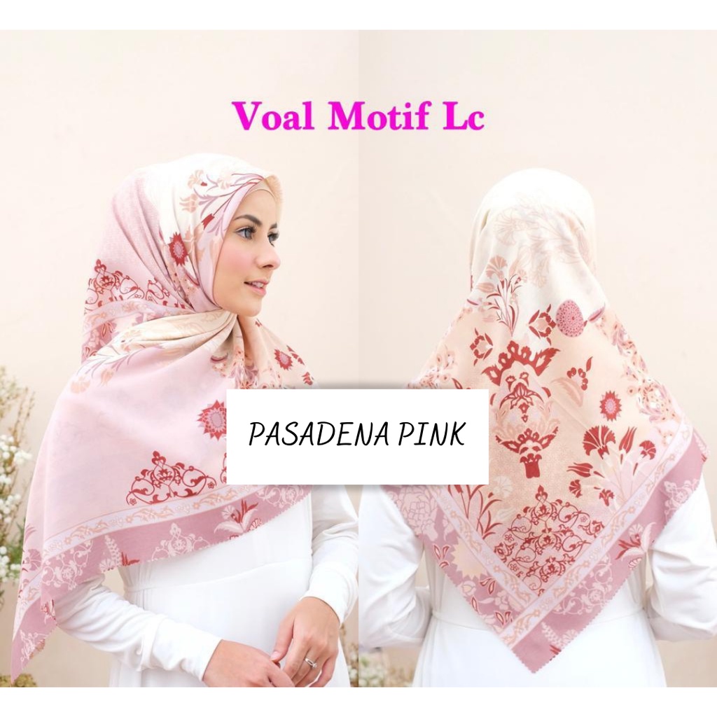 COD PROMO DENAY KW HIJAB SEGIEMPAT VOAL MOTIF / JILBAB DEENAY KW MOTIF TERMURAH-PASADENA PINK