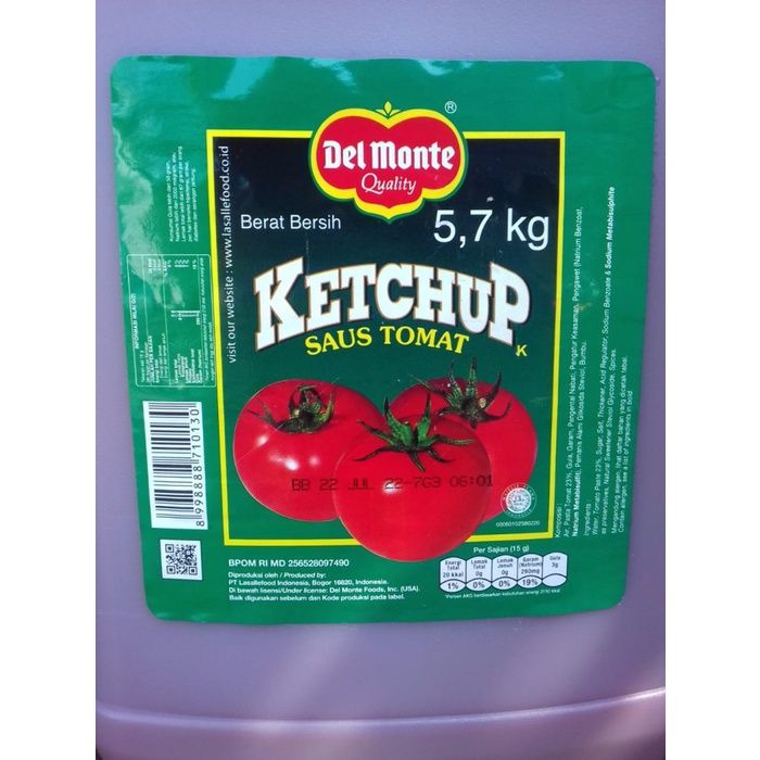 

Siap Kirim Saus Tomat Del Monte Jerigen Dirigen Galon 5.5 5,5 Kg / 5.5Kg / 5,5Kg
