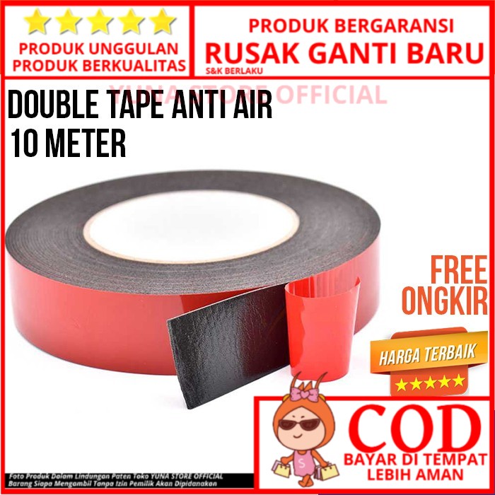 

DOBELTIP WATERPROOF 10METER 3M DOUBEL TIPE KAYU BESI PLASTIK LENGKET DOUBLE TAPE DOBEL TIP PEREKAT