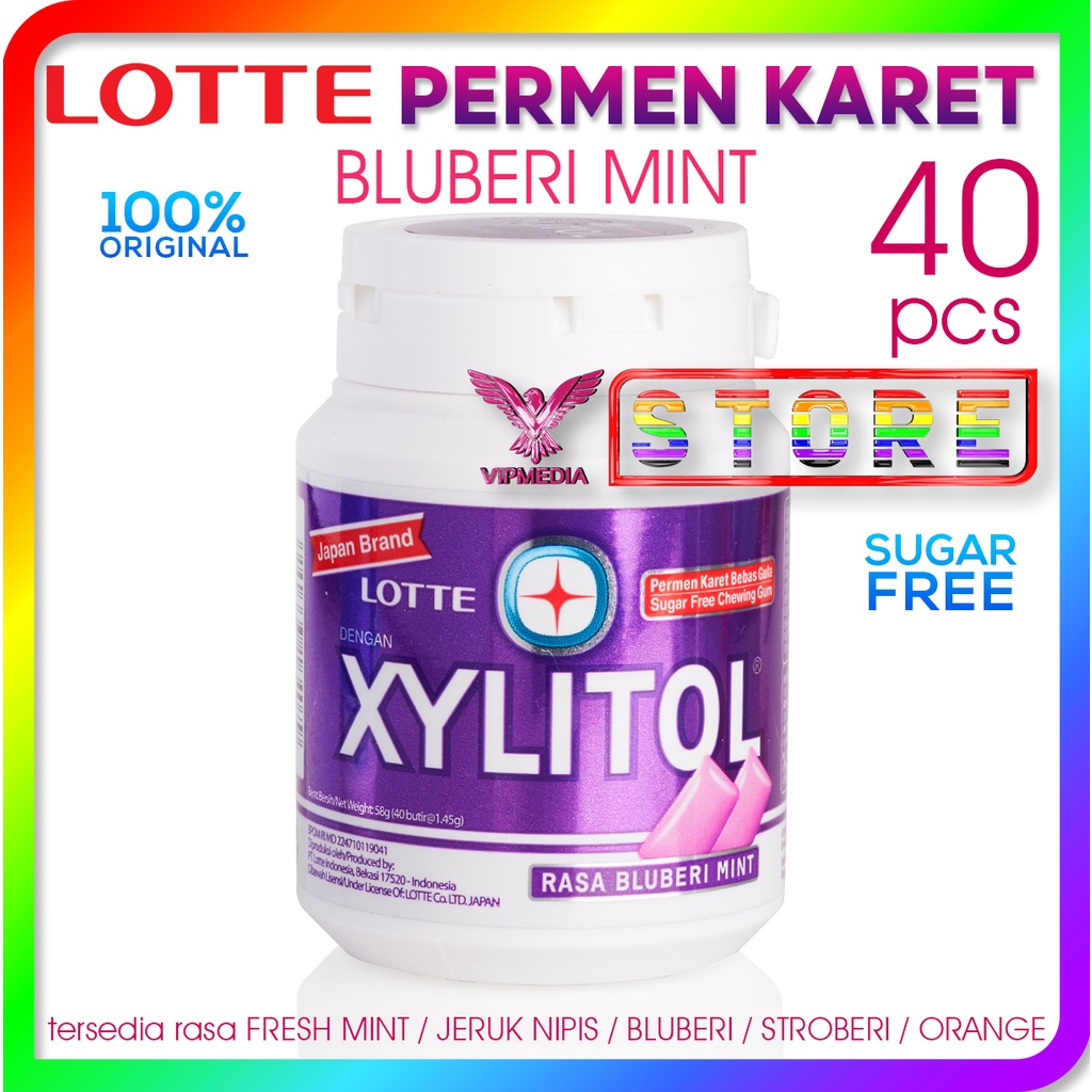 

Lotte Xylitol Permen Karet Bebas Gula BLUBERI MINT - isi 40 Butir