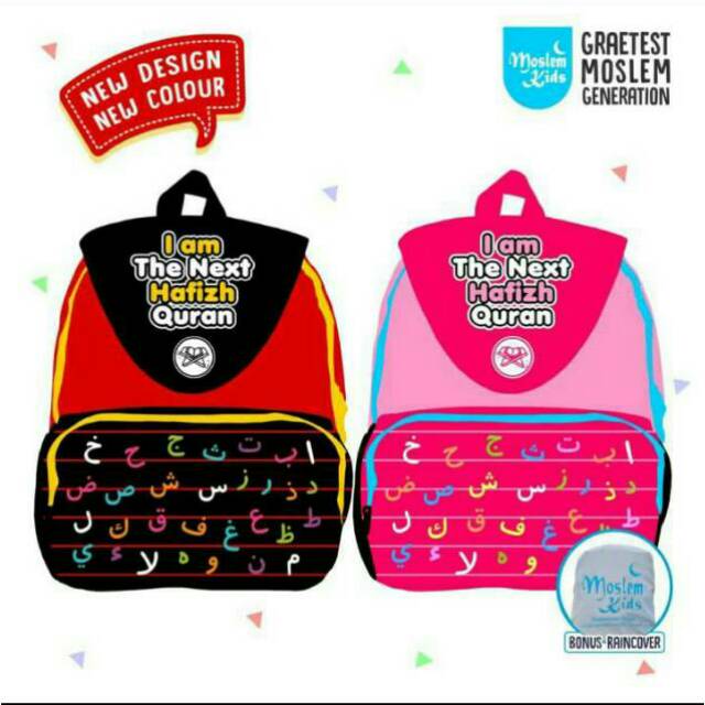 DISKON + BONUS Rain Cover - Tas Ransel Anak Original Moslem Kids - Generasi Hafidz Quran - PAUD TK N