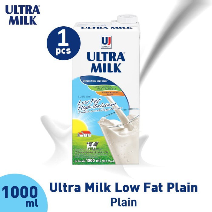 SUSU ULTRA LOW FAT PLAIN 1 LITER - ( HARGA SATUAN )