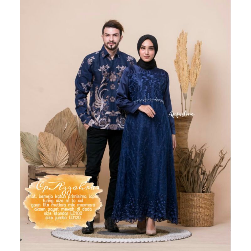 Azzahra Couple Fashion Muslim Mewah Baju Pasangan Dress Brokat Batik Untuk Kondangan Shopee Indonesia