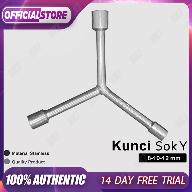 Kunci Sok Y 8 x 10 x 12 mm Pendek / Kunci Sok Y Murah / Kunci Sock Shock Socket Silver