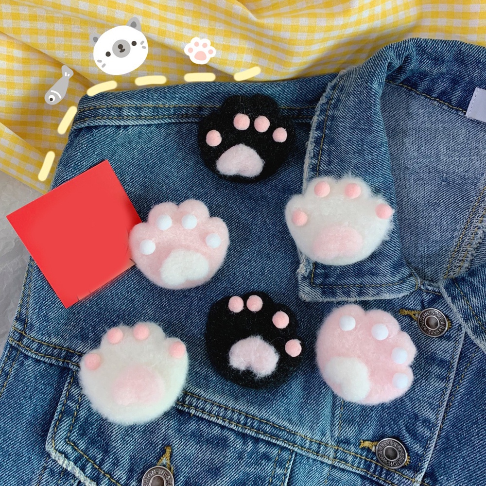 Bros Pin Bentuk Kartun Cakar Kucing Bahan Plush Warna-Warni Untuk Wanita