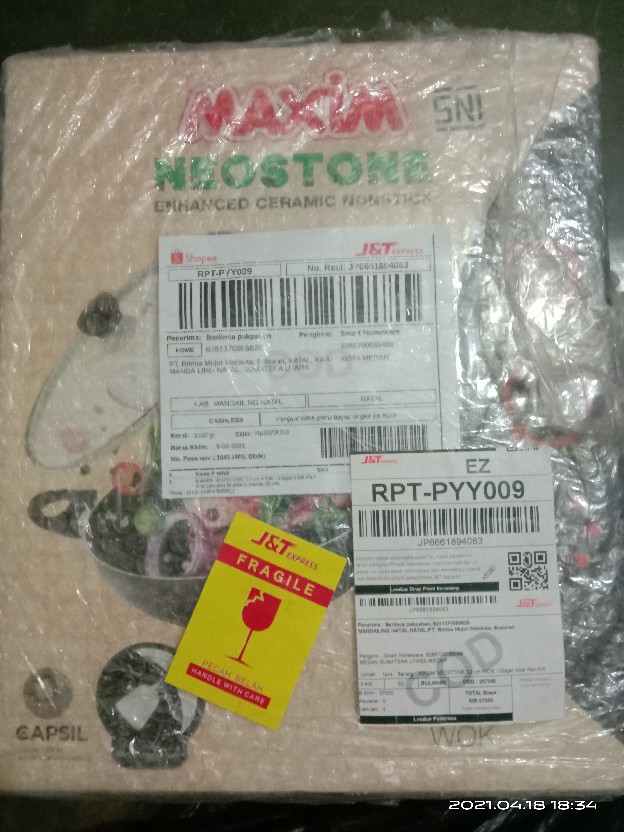 Maxim Neostone Kuali Keramik 30 Cm Wok - Kuali Anti Lengket Marble Ceramic / Panci Keramik + Tutup Kaca