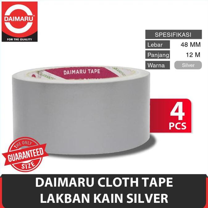 

[[BISA COD]] Dapat 4pcs Daimaru Cloth Tape Silver 48mm x 12m TERBAIK Kode 1214