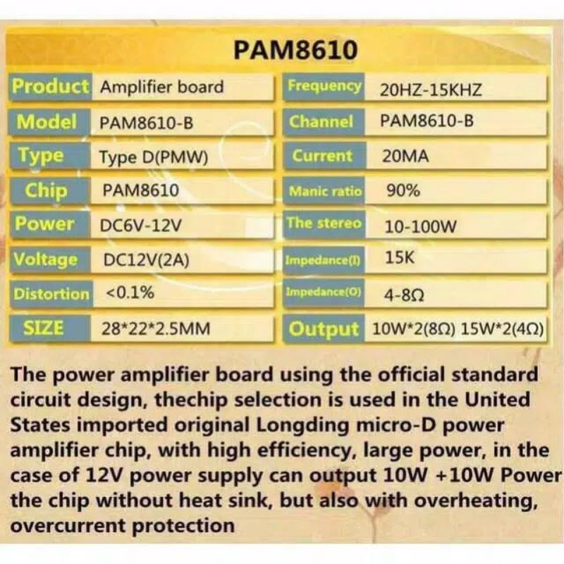 KIT MODUL 12V POWER 2X15W PAM8610 CLASS D MINI DIGITAL AUDIO AMPLIFIER