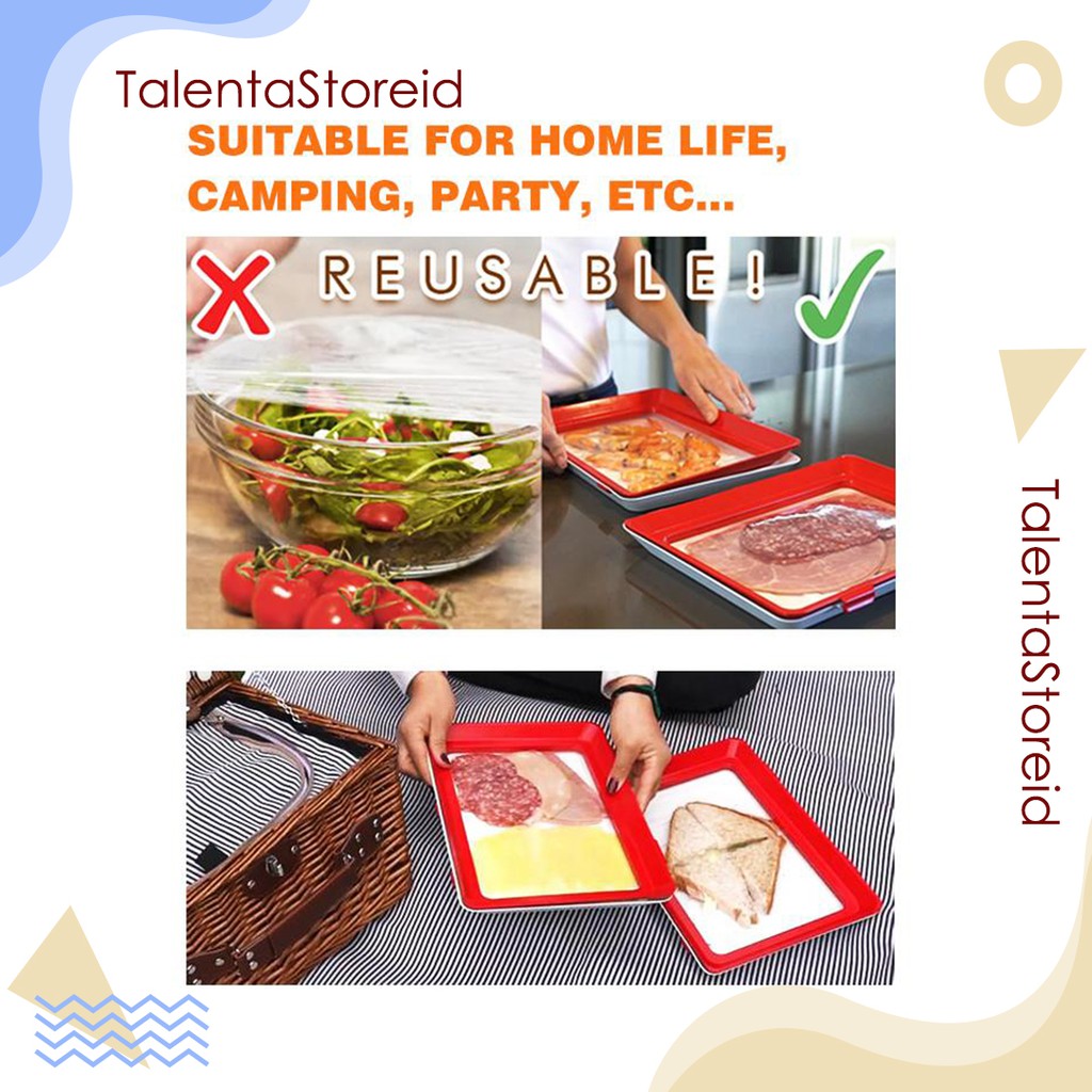 Tempat Makanan Vacuum Food Tray Clever Creative food Preservation Tray Food Organizer Kulkas