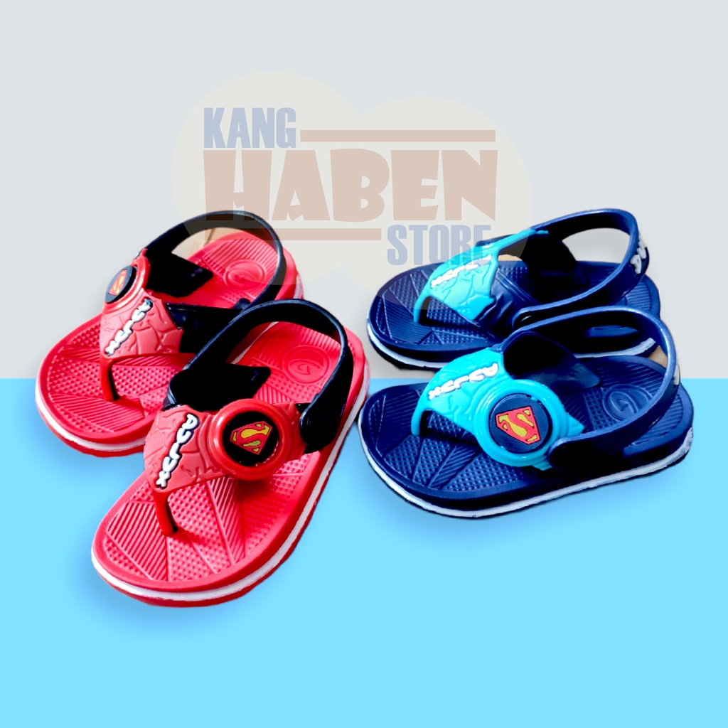 Sandal Japit Tali untuk Anak bayi Karet  Emblem Superman Keren 293ES