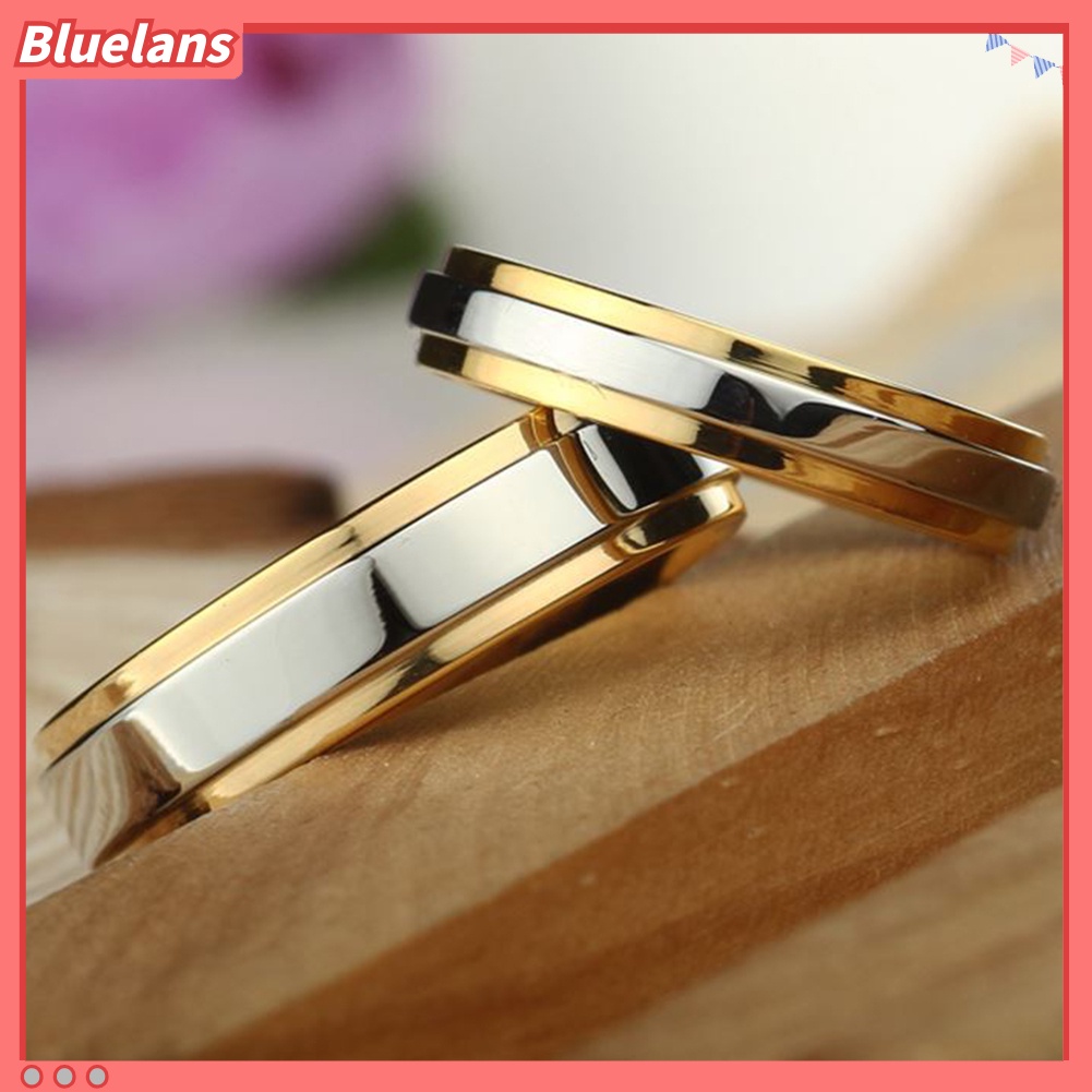 Bluelans Fashion Lover Couples Women Titanium Steel Engagement Wedding Ring Band Jewelry