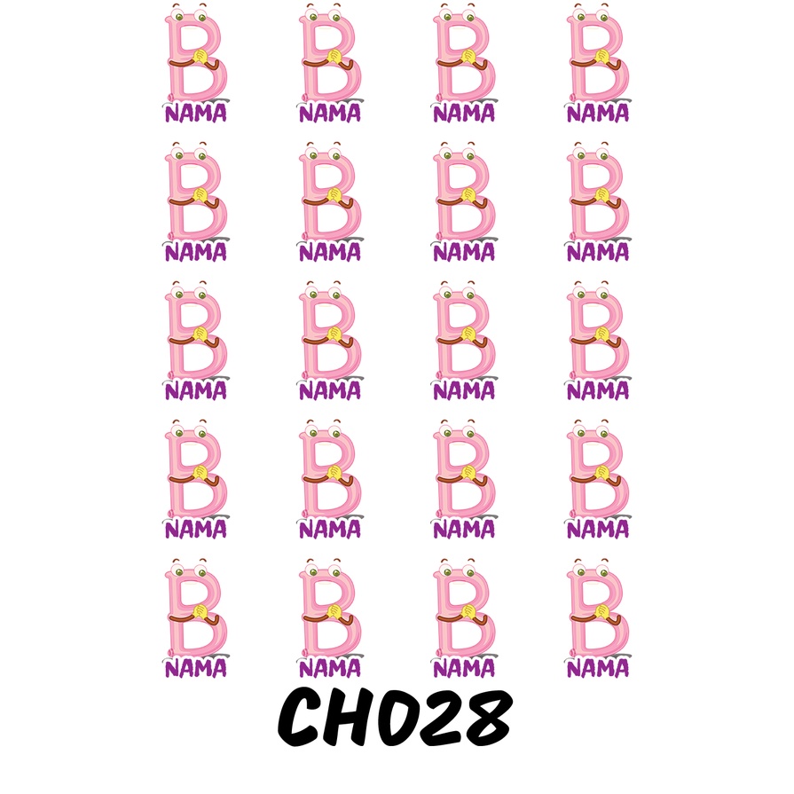 

Sticker Nama Cutting Label Waterproof Tahan Air Huruf 28 (CH028)