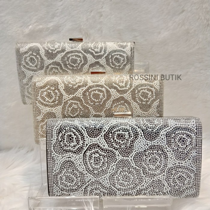 Tas Pesta Import / Clutch Pesta Import/ Tas Fashion Wanita ROSE PEARL - SILVER