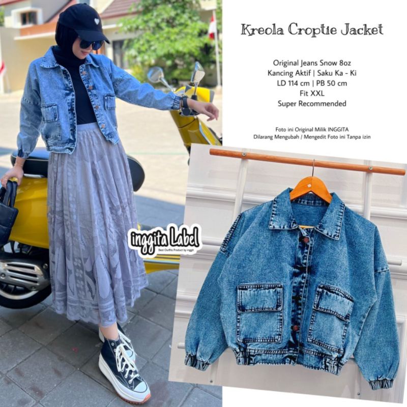 CREOLA CROPTIE JACKET BY INGGITA LABEL // JAKET JEANS WANITA // Jaket muslimah