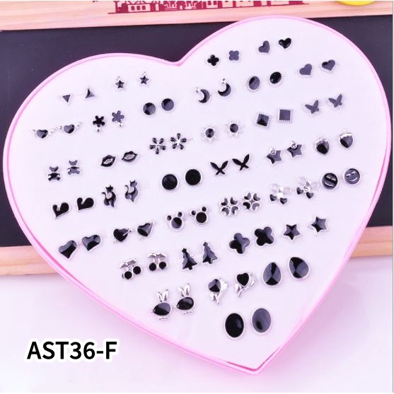 Anting SET 36 Tusuk Berbagai Bentuk Women Earrings Set-F