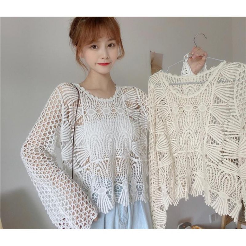 MDLV ~ 34110 CARMEN CROCHET TOP ATASAN BRUKAT OUTER BRUKAT BLOUSE IMPORT FASHION IMPORT