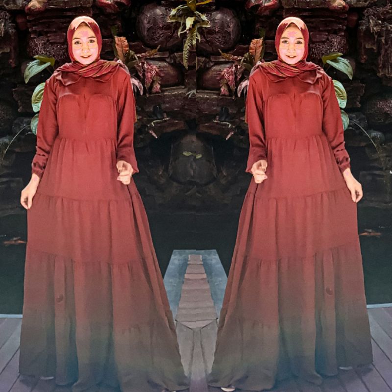 [Fashion Muslim] NATASHA SENA dan AMOLA DRESS by Salifa | gamis cringkle canda susun | terbaru | terlaris | terkini