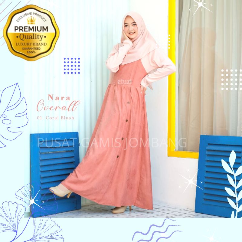 GAMIS OVERALL WANITA PANJANG MUSLIMAH TERBARU SYARI POLOS PREMIUM MURAH KOREA / NARA OVERALL BY ETUZ