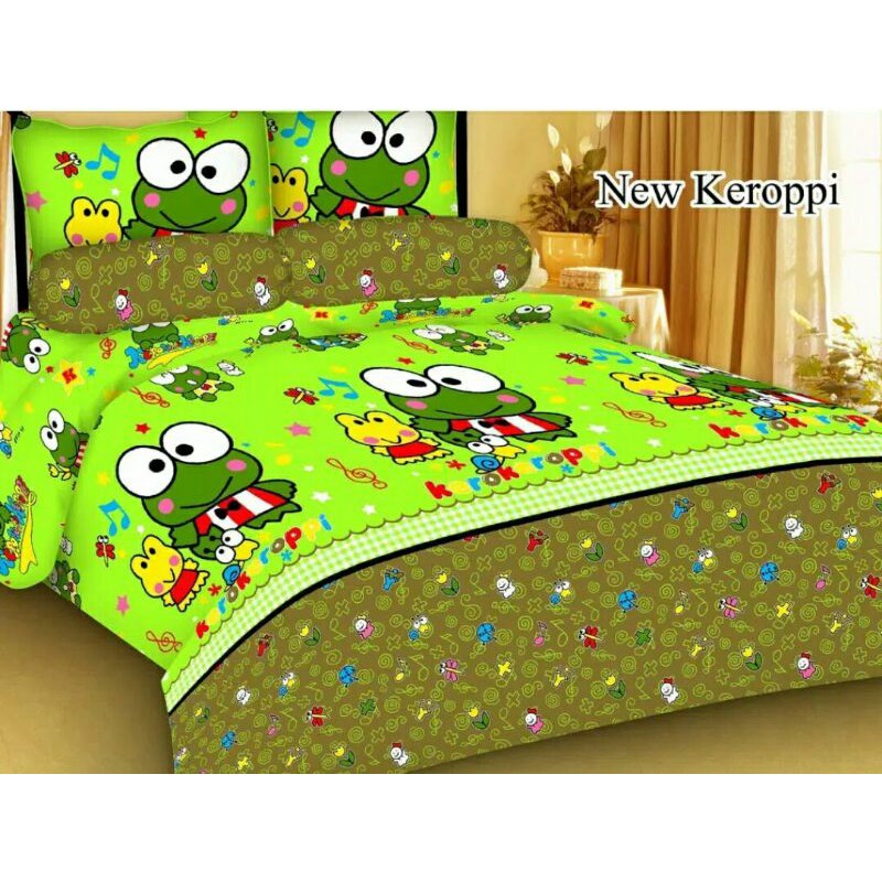 [bayar Di Tempat] Sprei Karakter New Keropi Bahan Katun Halus Uk 180 X 200